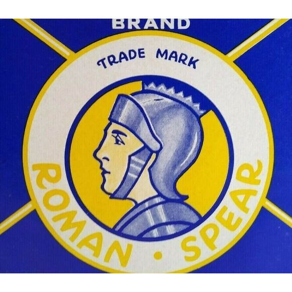 Roman Spear Fruit Crate Label Man In Suit Of Armor Original Vintage 1940's - Picture 2 of 3